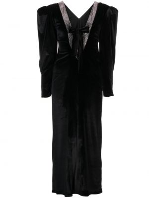 Кадифена макси рокля с панделка Ana Radu черно