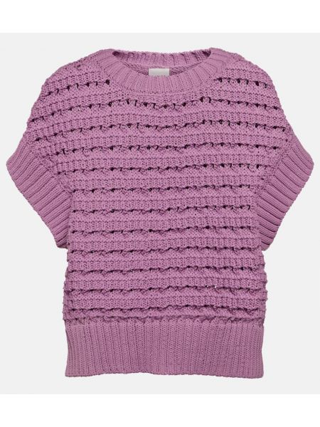 Плетен пуловер Varley виолетово