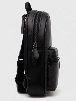Kožni ruksak s printom Coach siva