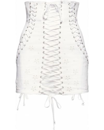 Čipkovaná bavlnená minisukňa Dolce & Gabbana biela