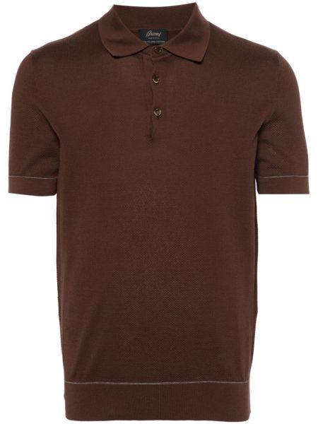 Medvilninis polo marškinėliai Brioni ruda