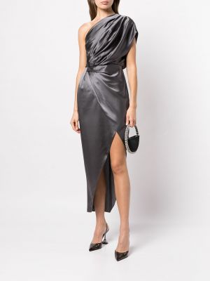 Drapované midi šaty Michelle Mason stříbrné
