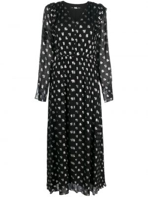 Макси рокля с принт Karl Lagerfeld черно
