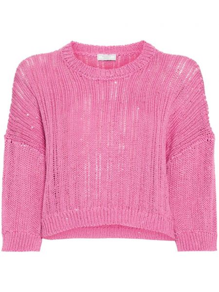 Sweter z rękawami 3/4 Peserico różowy