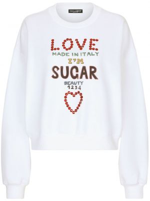 Sweatshirt mit kristallen Dolce & Gabbana weiß