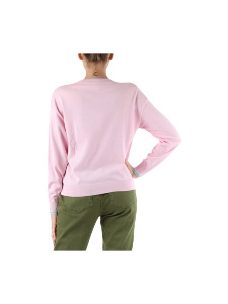 Jersey de algodón de tela jersey de cuello redondo Sun68 rosa