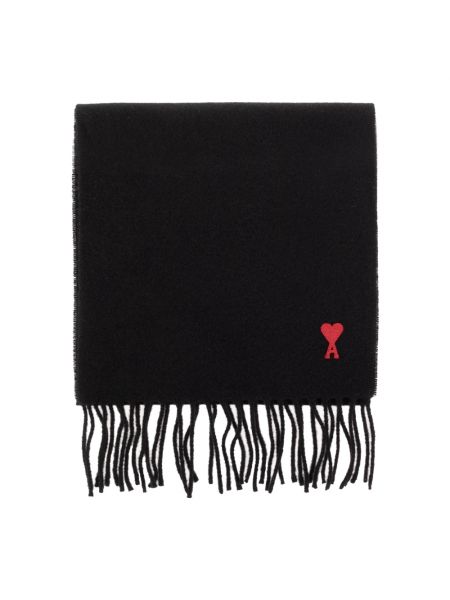 Echarpe en laine de motif coeur Ami Paris noir
