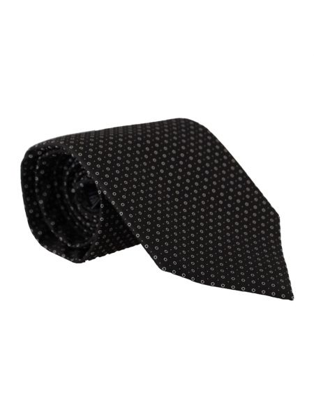 Jedwabny krawat w grochy Dolce And Gabbana czarny