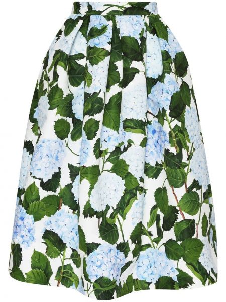 Spódnica midi w kwiatki z nadrukiem Oscar De La Renta biała