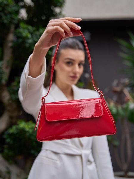 Lakovaná kožená kabelka Madamra červená