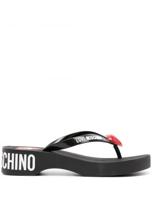 Chanclas con estampado Love Moschino negro