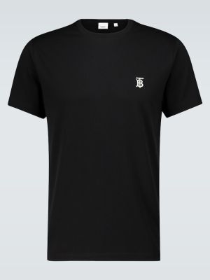 Памучна тениска Burberry черно