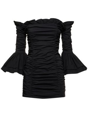 Βαμβακερή μini φόρεμα με βολάν Rotate μαύρο