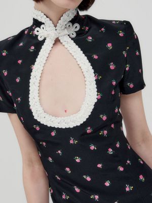 Květinové hedvábné mini šaty s potiskem Alessandra Rich