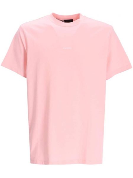 Памучна тениска с принт Karl Lagerfeld розово