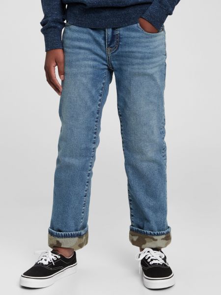 Zateplené džínsy s rovným strihom Gap modrá