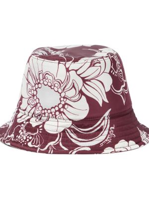 Jedwabny kapelusz w kwiatki Valentino czerwony