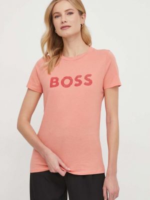 Хлопковая футболка Boss Orange оранжевая