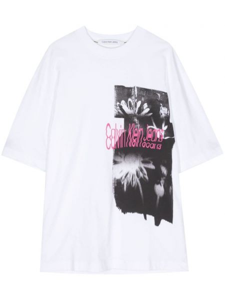 T-krekls ar ziediem Calvin Klein balts