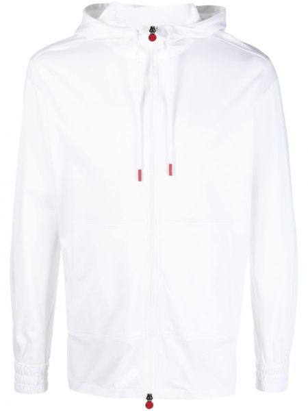 Pamučna hoodie s kapuljačom s patentnim zatvaračem Kiton bijela