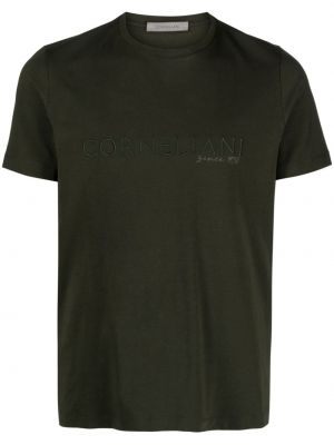 Kokvilnas t-krekls ar izšuvumiem Corneliani zaļš