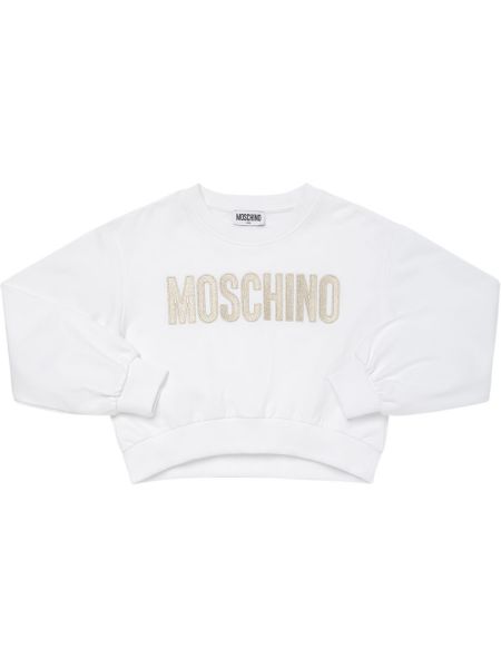 Trykt bomull sweatshirt for jenter Moschino hvit