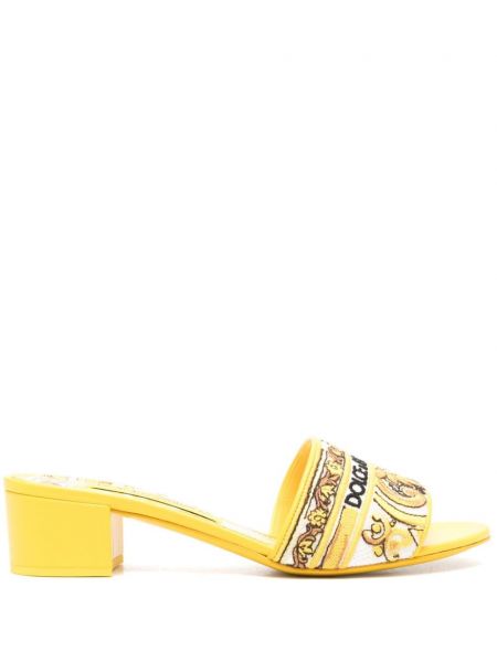 Broderet mules Dolce & Gabbana gul