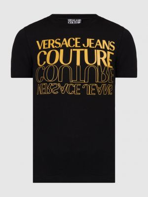 Пуховая футболка с принтом Versace Jeans Couture черная