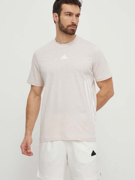 Koszulka bawełniana z nadrukiem Adidas różowa