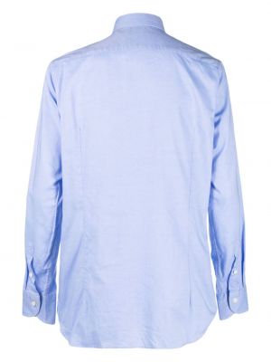 Péřová bavlněná košile Tintoria Mattei modrá