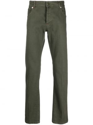 Straight fit džíny s nízkým pasem Kiton zelené