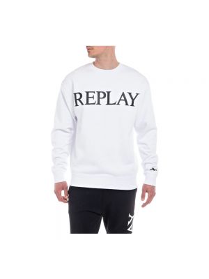 Sweatshirt mit rundhalsausschnitt Replay weiß