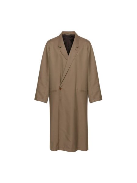 Dwurzędowy płaszcz w kolorze melanż asymetryczny Lemaire brązowy