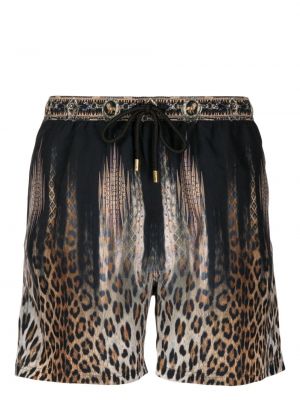 Kratke hlače s potiskom z leopardjim vzorcem Camilla črna