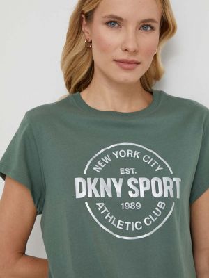 Памучна тениска Dkny зелено