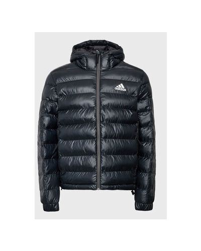 Športová pruhovaná priliehavá páperová bunda Adidas čierna