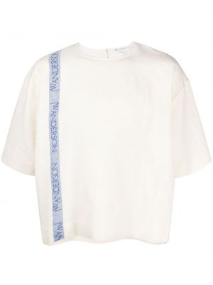 Dryžuotas medvilninis marškinėliai Jw Anderson balta