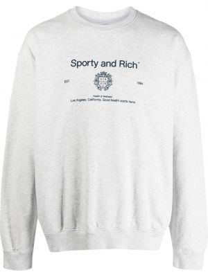 Trykt bomull sweatshirt Sporty & Rich grå