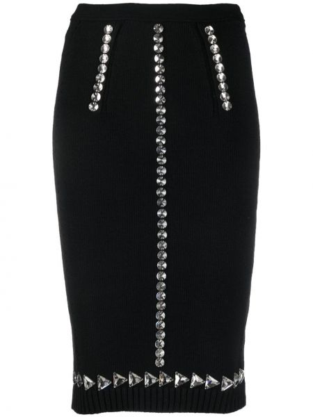 Bavlněné pletená sukně s vysokým pasem Nº21 - černá