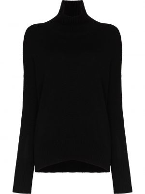 Jersey de cuello vuelto de tela jersey Lisa Yang negro