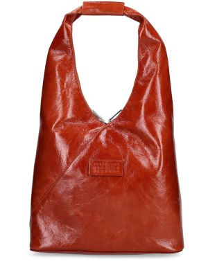 Кожени шопинг чанта от лакирана кожа Mm6 Maison Margiela червено