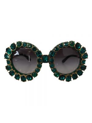Zielone okulary przeciwsłoneczne z kryształkami Dolce And Gabbana