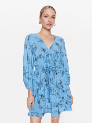 Kvetinové viskózové priliehavé letné šaty Ivy Oak - modrá