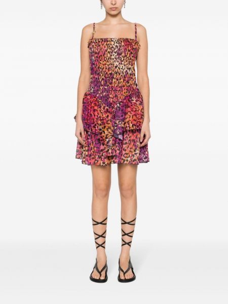 Leopardí mini šaty s potiskem Just Cavalli fialové