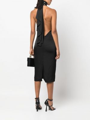 Koktejlové šaty s volány Karl Lagerfeld černé