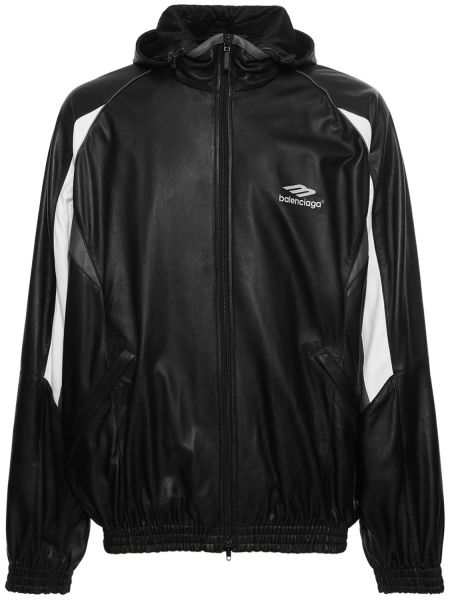 Chaqueta de cuero deportiva Balenciaga negro