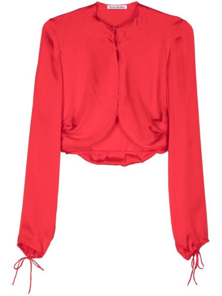 Плисирана копринена блуза Acne Studios червено