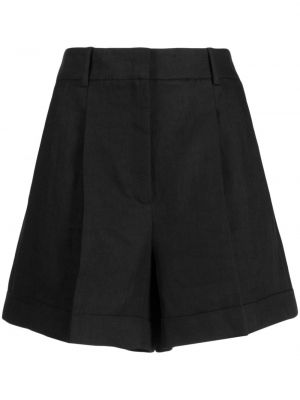 Plisirane lanene kratke hlače Michael Kors Collection črna