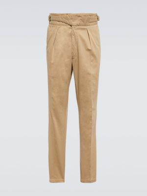 Pantaloni din bumbac plisate Polo Ralph Lauren bej