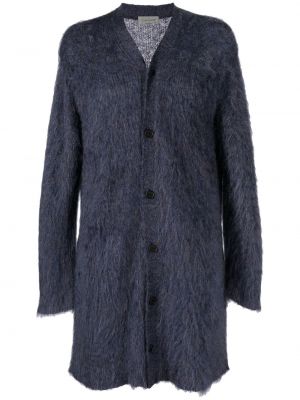 Mohair strickjacke mit v-ausschnitt Yohji Yamamoto blau